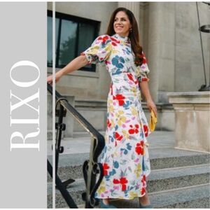 Rixo For Target Floral Half Sleeve Cascading Ruffle Dress Size 2